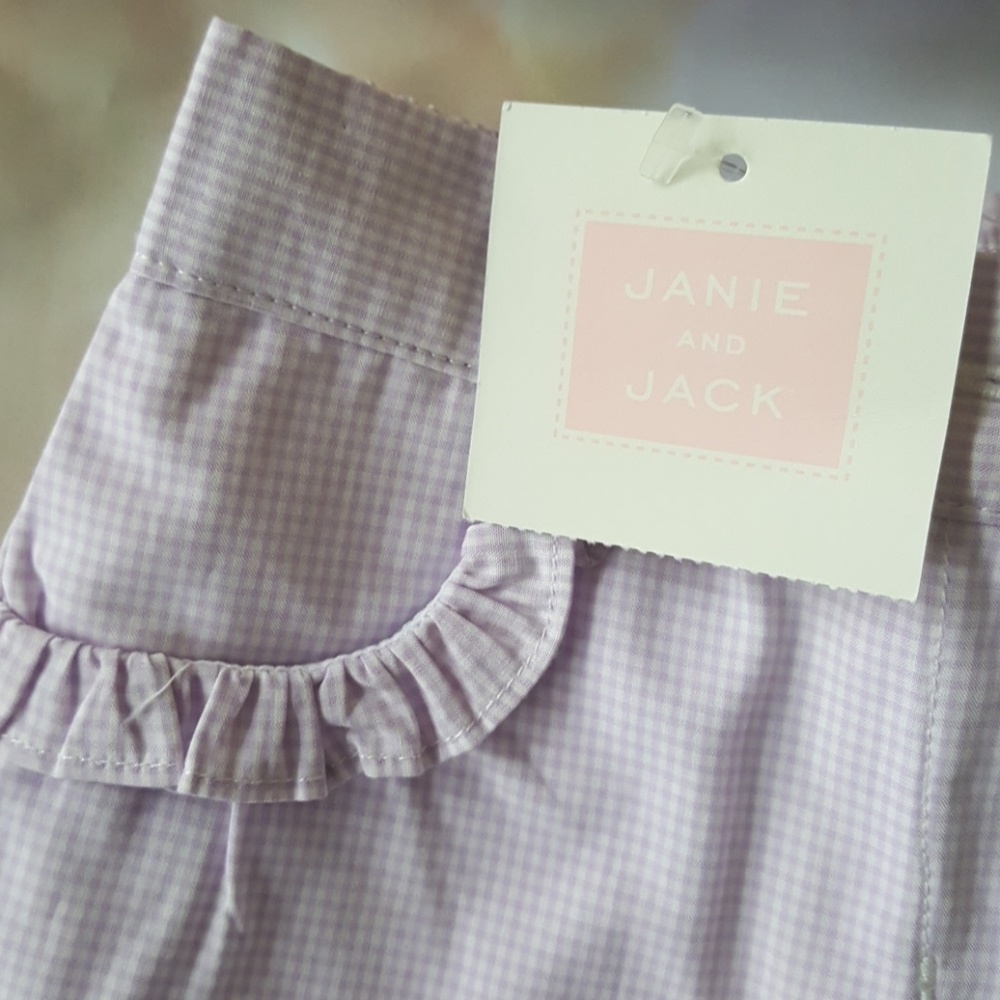 Janie and jack NWT Purple checks outfit Precious - Picture 2 of 5
